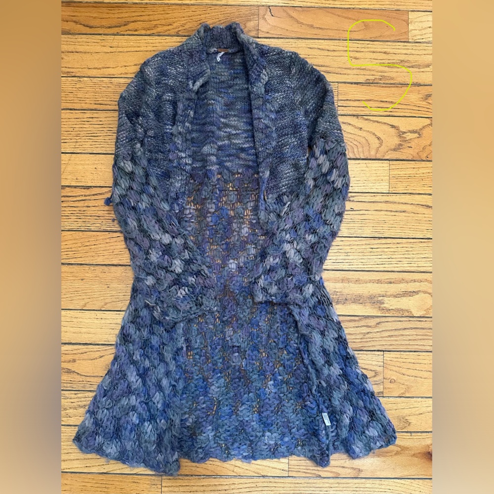 Textured Knit Open Cardigan in Deep Navy
